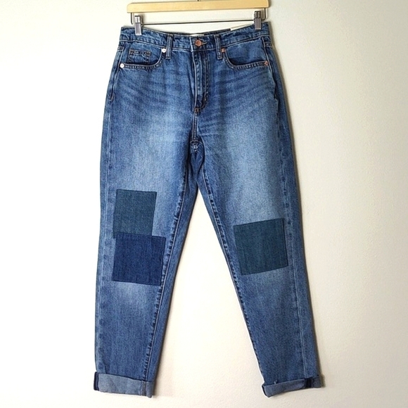 NWT universal thread Boyfriend Patched jeans high waist 2 - Picture 2 of 7